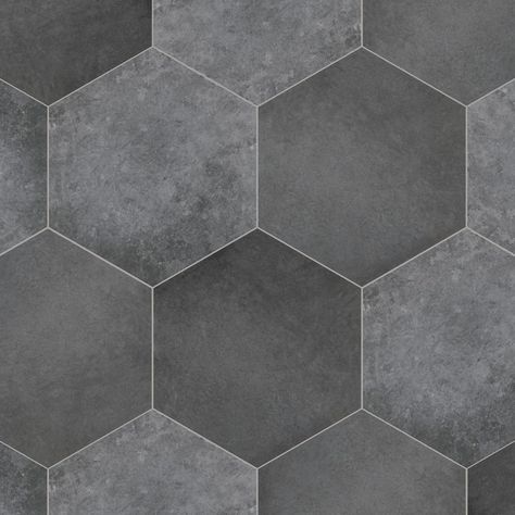 Merola Tile Heritage Hex Carbon 7 in. x 8 in. Porcelain Floor and Wall Tile (7.67 sq. ft./Case)-FEQ8HTXCB - The Home Depot Gashira Hex Indigo Ceramic Tile, Gray Hexagon Tile Shower Floor, Charcoal Hexagon Tile, Belmont Hexagon Tiles, Gray Hexagon Tile, Hexagon Tile Bathroom Floor, Hexagon Tile Floor, Fireplace Facade, Beaumont Shadow 1.5 In. Hexagon Ceramic Mosaic