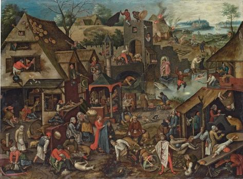 Pieter Brueghel II (Brussels 1564/5-1637/8 Antwerp) | The Flemish Proverbs | 17th Century, early 17th Century | Christie's Pieter Bruegel The Elder, Pieter Bruegel, A4 Poster, Wassily Kandinsky, Old Master, Vintage Artwork, Rembrandt, Gustav Klimt, Claude Monet