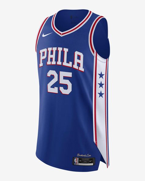 The Icon Edition jersey represents the franchise's rich heritage and iconic identity, expressed through the team's bold primary color. The Authentic Nike NBA Icon Edition Jersey of the Philadelphia 76ers is designed to be lightweight and breathable. It's got a fit that's fine-tuned to let players move freely on the basketball court. This product is made with at least 75% recycled polyester. Shown: Rush Blue Style: CW3457-495 Joel Embiid, Ben Simmons, Personalized Jersey, Philadelphia 76ers, Custom Jerseys, Men's Nike, Nike Dri Fit, Dri Fit, Philadelphia