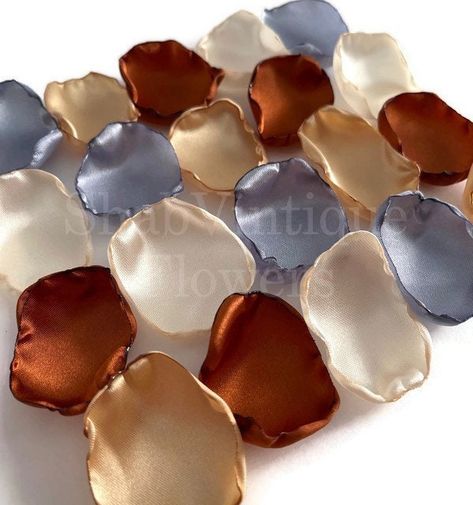 dusty-blue-ivory-gold-and-copper-flower-petals-rustic-wedding-decor-vow-renewal-decor-birthday-party-decor #weddings #bridalshower #weddingaisledecor #bohowedding #bridal #weddinginspo #groomtobe2025 #loveislove https://t.co/paWl0bfNDB #weddingvibes #bohostyle #rusticwedding #mrandmr #weddingplanning #weddingflowers #receptiondecor #bridetobe2025 #weddingflowers #centerpieces #handmade #weddingaisledecor #bridetobe2024 #weddinginspo #weddingideas #weddings Copper Blue Wedding, Light Blue And Copper Wedding, Dusty Blue And Orange Wedding, Dusty Blue And Rust Wedding, Vow Renewal Decor, Flower Girl Petals, Rusting Wedding, Decor Birthday Party, Bridal Shower Tables