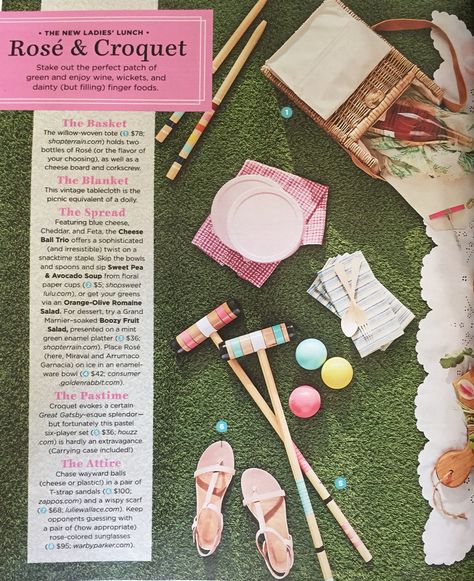 Rosé & Croquet Party | Country Living May 2017 Rose And Croquet Party, Croquet Themed Party, Croquet Garden Party, Croquet Party Ideas, Hampton Party Theme, Garden Party Activities Adults, Hamptons Party Theme, Country Club Bachelorette Party, Country Club Party Theme