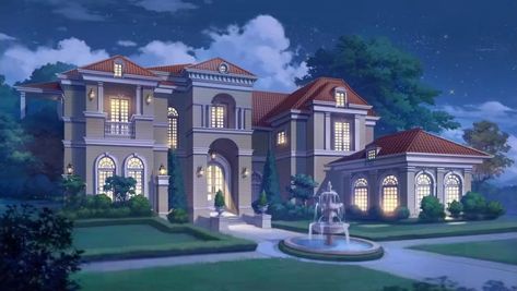 Anime Houses Background, Anime Mansion Background, Anime Mansion House, Anime Mansion, Anime Houses, Background Anime, Gacha Backgrounds, Anime House, Castle Background