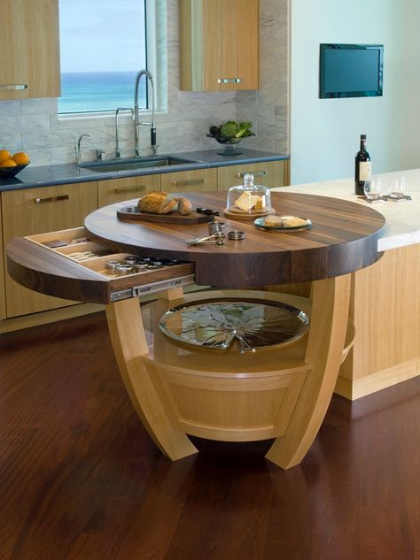 Curved Kitchen, Kitchen Innovation, Kabinet Dapur, Kitchen Remodel Inspiration, Kitchen Remodel Ideas, New Interior Design, Kitchen Cabinet Remodel, Kitchen And Bath Design, Modern Kitchen Cabinets