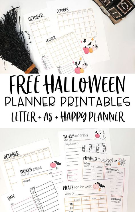 Happy Planner Free Printable, Free Planner Printables, October Planner, Halloween Planner, Happy Planner Printables, Weekly Printable, Locker Accessories, October Calendar, Halloween Printables Free