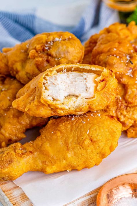 Grandma's Fried Chicken, Fried Chicken Batter Recipe, Chicken Fried Recipes, Chicken Batter Recipe, Old Forge Pizza, Fried Chicken Batter, Fried Butter, Good Fried Chicken, Deep Fried Chicken