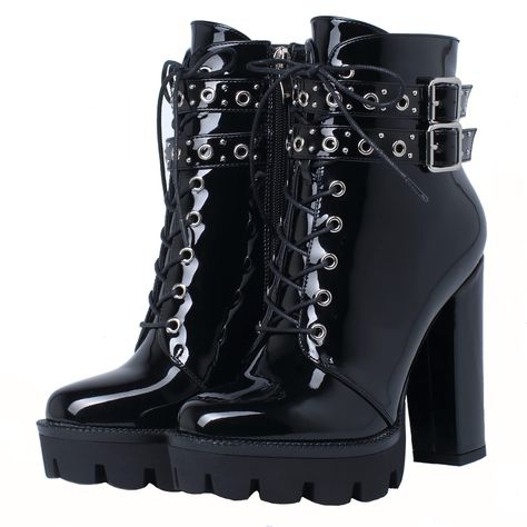 Punk Combat Boots, Cosplay Clothes, Gothic Shoes, Boots Heel, Platform Heels Boots, Army Boots, Ankle Boots For Women, Black Combat Boots, Jeans Skirt