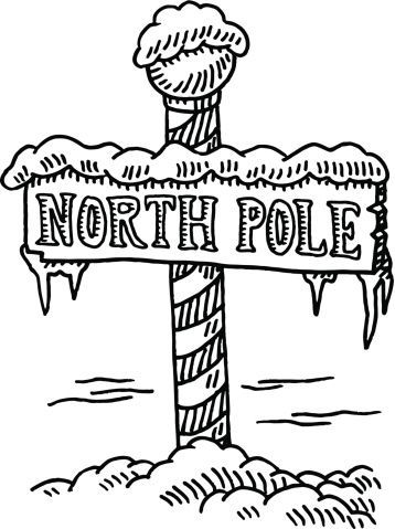 North Pole Drawing, Sign Drawing, Xmas Printables, North Pole Sign, Xmas Drawing, Pole Sign, Christmas Coloring Sheets, Drawing Pencils, Art Lessons Middle School