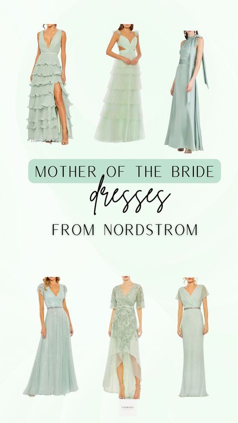 A captivating array of Mother of the Bride dresses in mint green, showcasing Nordstrom's diverse and stylish wedding attire selection," effectively describes the image content and emphasizes the variety and style of the dresses available at Nordstrom in mint green for the Mother of the Bride. Light Green Mother Of The Bride Dresses, Mother Of The Bride Dresses Green, Green Mother Of The Bride Dresses, Green Mother Of Bride Dress, Mog Dresses, Family Dress, Mothers Gowns, Wedding Mint Green, Mother Of The Bride Dresses Long