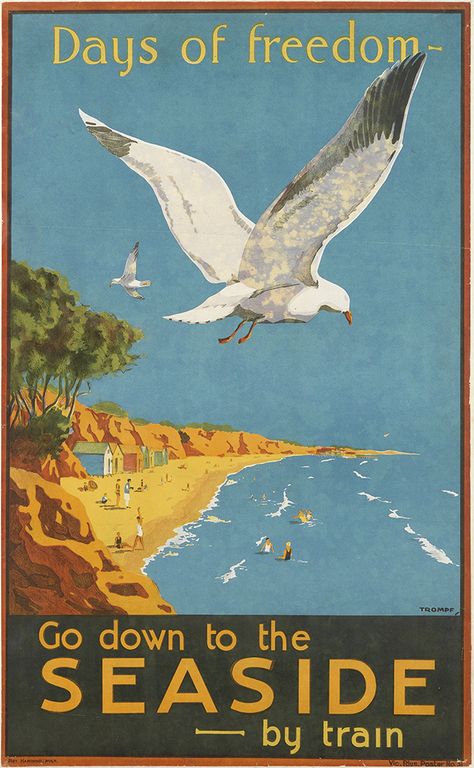 1935 TraTP by Percy Tromph: Australia Vintage Seaside, Australian Vintage, Holland America Line, Travel Advertising, Tourism Poster, Railway Posters, Australian Travel, Retro Images, Luggage Labels