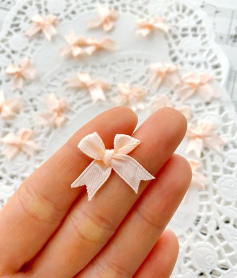 Tiny Bow, Craft Sewing, Mini Bows, Ribbon Bows, Satin Ribbon, Single Piece, Wedding Shop, Apricot, Jewelry Inspiration