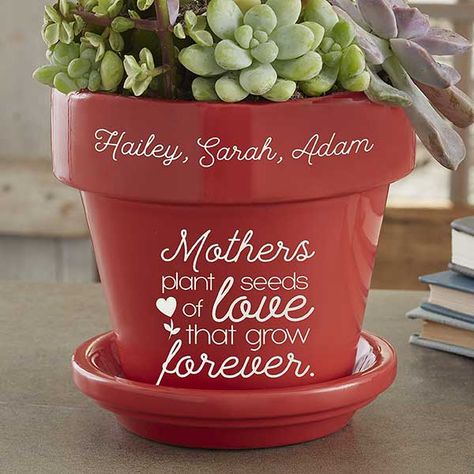 Seeds of Love Personalized Flower Pot for Mom - Red Mothers Day Gifts For Grandma From Grandkids Flower Pots, Cricut Mothers Day Gifts For Grandma, Flower Pot Cricut Ideas, Personalized Gifts For Grandma, Flower Pot For Grandma, Mothers Day Cricut Projects, Mothers Day Gifts Cricut, Grandma Flower Pot, Mothers Day Flower Pot