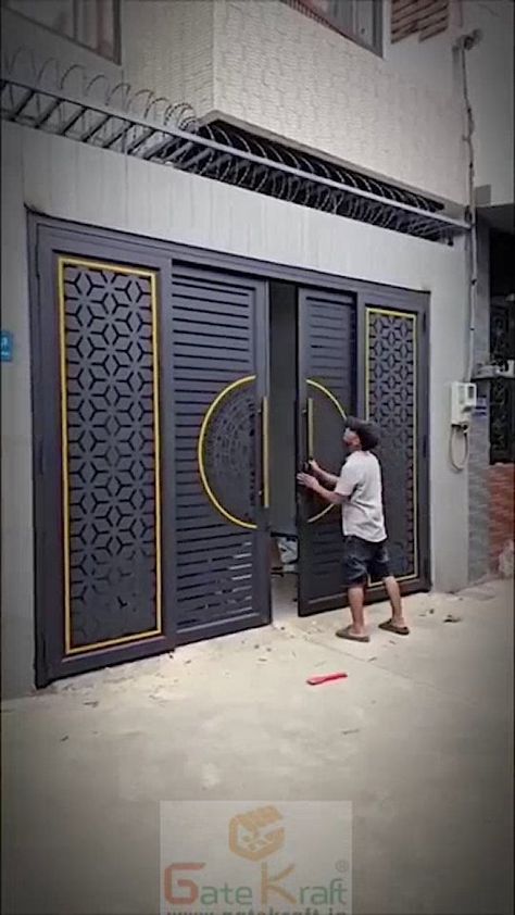 | Sliding folding Door Gate Design it's Amazing work #beautiful #reels #viral #video #interiordesign | Instagram Slide Gate Design, Sliding Main Gate Design, Folding Gate Design, Sliding Folding Door, Modern Gate Design, Sliding Gate Design, Archways In Homes, Pintu Sliding, Gate Design Modern