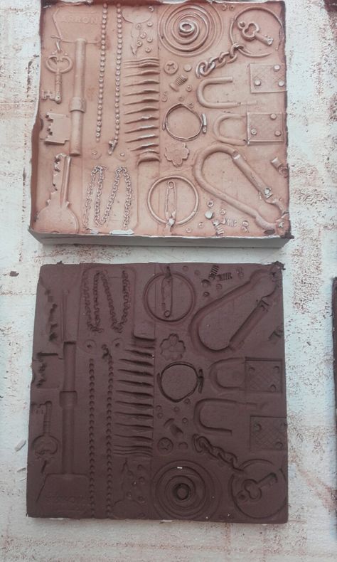 Plaster Cast Art, Molded Clay Art, Drawing On Clay, Clay Imprints, Plaster Casting Molds, Clay Relief, Casting Plaster, Plaster Relief, Prison Escape