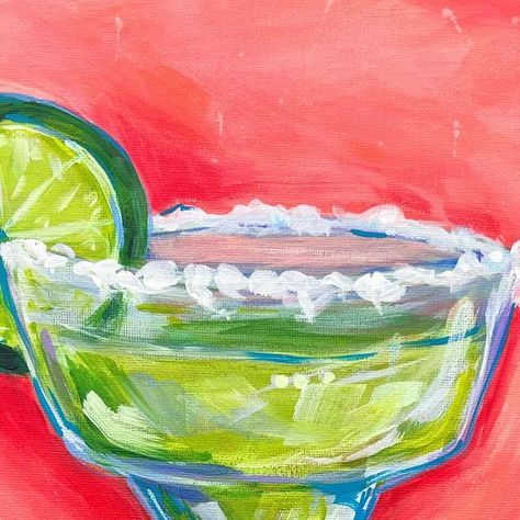 Audra Sampson on Instagram: "New painting today for National Margarita Day! On the rocks or frozen? 🧊🍋  #100dayproject   Original - 11x14 on canvas.  Prints 5x7, 8x10, 11x14, 16x20 Canvas reproductions - 8x10, 11x14 www.AudraStyle.com   #nationalmargaritaday #margarita #margaritas #cocktails #barcartstyle #kitchenart #kitchendecor #homebar #bardecor #acrylicpainting" Margarita Glass Drawing, Margarita Glass Painting, Margarita Painting, Audra Style, Margarita Day, National Margarita Day, Parties Ideas, Bar Cart Styling, Margarita Glasses