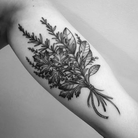 “Herbs#BangBangNYC ” More Cooking Tattoo, Herb Tattoo, Culinary Tattoos, Botanisches Tattoo, Chef Tattoo, Food Tattoos, Bouquet Tattoo, Back Of Shoulder Tattoo, Plant Tattoo