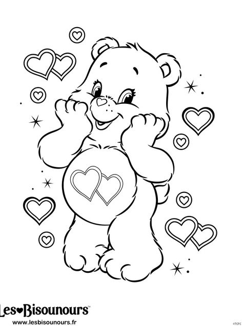 Bear Coloring Page, Buku Diy, Hello Kitty Colouring Pages, Kitty Coloring, Bear Coloring Pages, Hello Kitty Coloring, Valentine Coloring, Cartoon Coloring Pages, Small Canvas Art