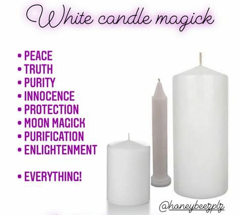 White Candle Magic, Colour Magick, Candle Color Meanings Magic, Witchcraft Candle Magic, Candle Magic Colors, Candle Meanings, Candles Witchcraft, Candle Magik, Crafting Witch