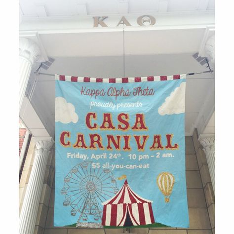 Carnival Banner Ideas, Kappa Alpha Theta Philanthropy, Sorority Carnival, Philanthropy Banner, Sorority Philanthropy Events, Philanthropy Ideas, Senior Events, Carnival Banner, Sorority Philanthropy