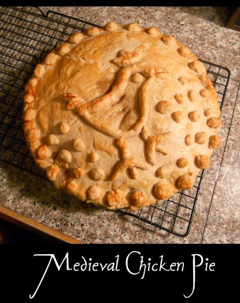 Chicken Pie Recipe, Medieval Recipes, Pie Tin, Chicken Pie, Dark Meat, Pastry Flour, Crusted Chicken, Deep Dish, Dried Fruits