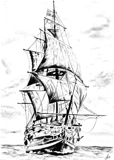 Realistic Pencil Artistry: Pro Techniques and Tricks ✅(Follow This Link)✅ Ship Sketch Simple, Pirate Boat Drawing, Pirate Ship Drawing, Rolled Magazine Art, Pirate Ship Tattoos, Ship Sketch, Pirate Ship Art, Hard Drawings, Cute Easy Paintings