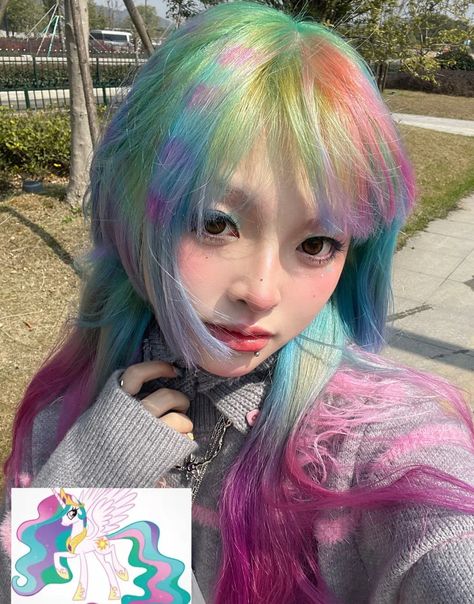 Hairstyle Cute, Highlights Ombre, Purple Highlights, Fringe Bangs, Dyed Hair Inspiration, Princess Celestia, Emo Hair, Pretty Hair Color, Funky Hairstyles