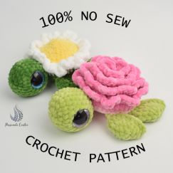 100% No Sew Rose and Daisy turtle Turtle Crochet Pattern Free, Crochet No Sew, Turtle Patterns, Diy Crochet Hook, Turtle Crochet Pattern, Turtle Crochet, Crochet Boho Top, Rose Crochet, Turtle Pattern