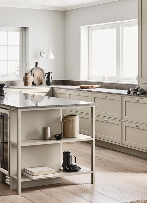 The Nordic Kitchen by Nordiska Kök Bespoke Kitchen Island, Swedish Kitchen, Off White Kitchens, Nordic Kitchen, Beige Kitchen, Kitchen Design Trends, Okinawa Japan, Scandinavian Kitchen, Shaker Kitchen