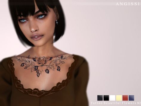 *6 colors Found in TSR Category 'Sims 4 Female Tattoos' Fierce Tattoo, Clavicle Tattoo, Sims 4 Tattoos, Female Tattoos, David Sims, 4 Tattoo, Tattoo Bracelet, Best Sims, Sims 4 Game