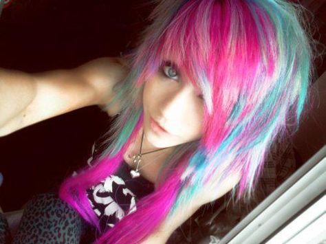 Emo Scene Hair, Scene Girl, Tumblr Hair, Bright Hair Colors, Emo Hair, Scene Girls, Scene Hair, Dye My Hair, Rainbow Hair