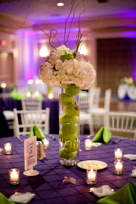 Tampa Wedding Linens - Purple Pintuck - Kate Ryan Linens Tall Vase Wedding Centerpieces, Green Wedding Centerpieces, Green Wedding Decorations, Purple And Green Wedding, Apple Wedding, Chair Rentals, Wedding Rentals Decor, Candle Wedding Decor, Green Wedding Colors