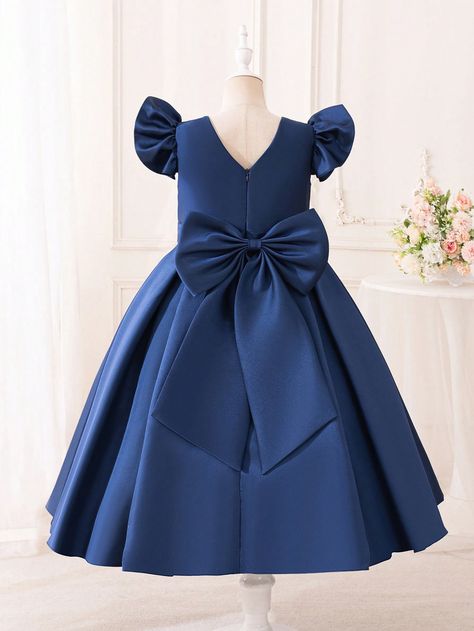 Vestido de niña florista nuevo para niñas, vestidos de princesa para boda, fiesta de dama de honor Azul Marino Fiesta  manga corta Poliéster Liso Entallado y acampanado No-Elástico  Tween Girls Clothing, size features are:Bust: ,Length: ,Sleeve Length: Navy Blue Junior Bridesmaid Dresses, Jr Bridesmaid Dresses Navy Blue, Navy Blue Dress For Kids, Navy Flower Girl Dress, Navy Blue Flower Girl Dresses, Navy Blue Toddler Dress, Flower Girl Dresses Navy, Navy Blue Party, Girls Navy Dress