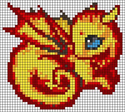 Pixel Art Pattern Dragon, Dragon Alpha Pattern, Dragon Perler Bead Patterns, Pixel Art Difficile, Alpha Patterns Pixel Art, Dragon Pixel Art, Pixel Art Dragon, Pixel Dragon, Simple Wall Hanging