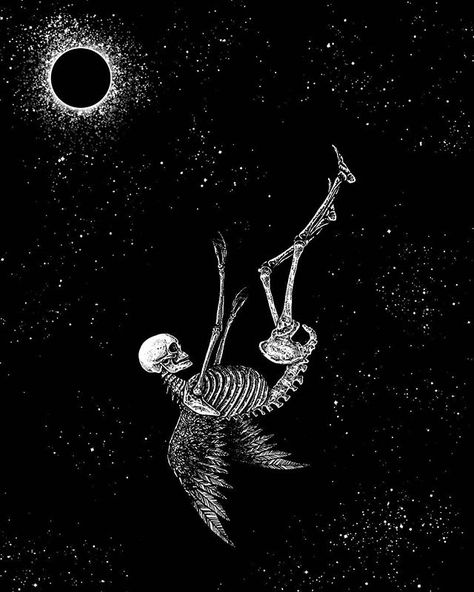 Angel Skeleton, Dark Surreal Art, Skeleton Artwork, Moon Dark, Skeleton Drawings, Stippling Art, Skeleton Illustration, Skeleton Tattoos, Macabre Art