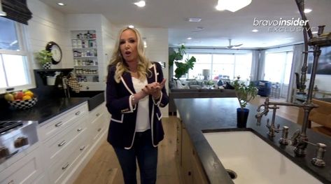 RHOC's Shannon Beador gives tour of her new Orange County home featuring seven bedrooms, outdoor kitchen and hot tub Summer Thornton Kitchen, Orange County Houses, Real Housewives Of Orange County, Shannon Beador, Statement Light Fixture, Dog The Bounty Hunter, French Windows, Butler Pantry, Have A Shower