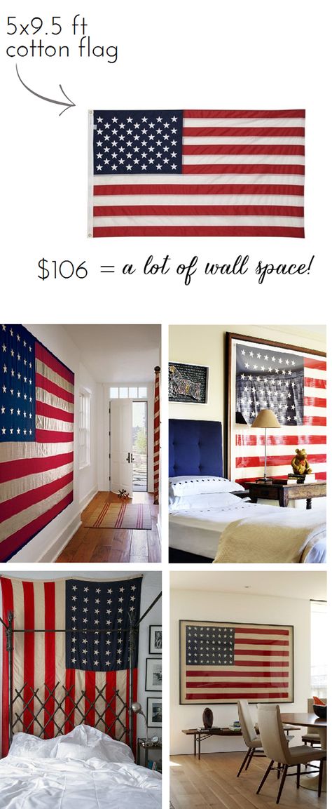 Deal Alert: Huge American Flag - Emily A. Clark American Flag Bedroom Ideas, American Flag Bedroom, Framed American Flag, Happy July 4th, Flag Display, Lakeside Living, Framed Flag, Happy July, Modern Cabin