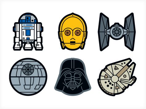 Star Wars Sticker Icons #goashape Star Wars Cute Art, Cartoon Star Wars, Caravan Curtains, Decoracion Star Wars, Star Wars Classroom, Medallion Earrings, Star Wars Crafts, Star Wars Stickers, Star Wars Design