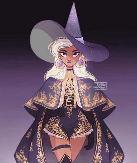 “Hello! I’m Laia, an artist from Spain and I love to draw magical girls, royalty witches and a lot of kpop fanart and although he didn’t fit in the tweet, I love (to draw) chanyeol from exo #visiblewomen” Witch Drawing, Bad Witch, Prințese Disney, The Worst Witch, Witch Costume, Witch Art, A Witch, Character Design Inspiration, A Bad