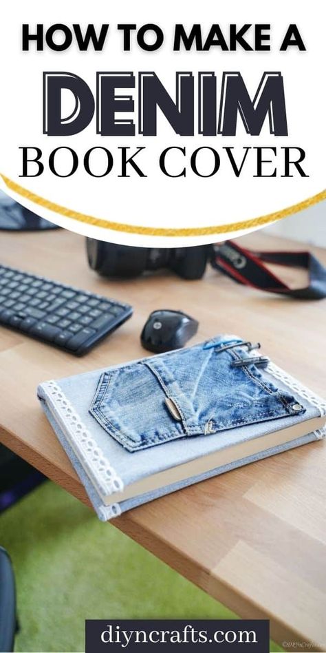 Denim Notebook Cover Diy, Denim Journal Cover Ideas, Denim Book Cover Diy Old Jeans, Denim Notebook Cover, Denim Journal, Denim Book Cover, Denim Wreaths, Make A Book Cover, Diy Old Jeans