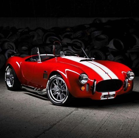 Shelby Cobra 427 Red Roadster 1965 | White Racing Stripes Ford Shelby Cobra, Ac Cobra, Custom Muscle Cars, Exotic Sports Cars, Ford Classic Cars, Classic Sports Cars, Sweet Cars, Shelby Cobra, Classy Cars