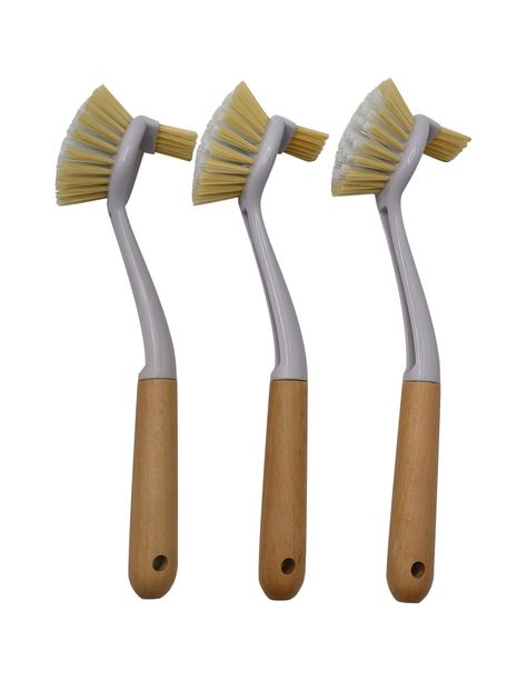 PRICES MAY VARY. Package: The set includes 3 kitchen dish brushes (11.02*2.95*2.95inches). Versatile Cleaning: Use the versatile brush to scrub pans, scour pots, scrape grime off of dishes, scrub sinks, scour counters, and remove stuck-on messes from cooking bench. Sturdy Construction: Each brush features a durable plastic brush head firmly attached to a comfortable wooden handle allowing for effective scrubbing under pressure. Ergonomic Design: The angled wooden handles provide a secure, non-sl Dish Brush, Clean Pots, Chopping Boards, Kitchen Cleaning, Kitchen Dishes, Clean Kitchen, Ergonomics Design, Ergonomic Design, Wash Basin