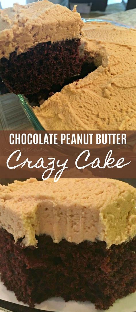 #HealthyFoodFacts Cake Chocolate Peanut Butter, Wacky Cake, Crazy Cake, Cake Chocolat, Peanut Butter Desserts, Peanut Butter Frosting, Crazy Cakes, Peanut Butter Recipes, Cake Chocolate