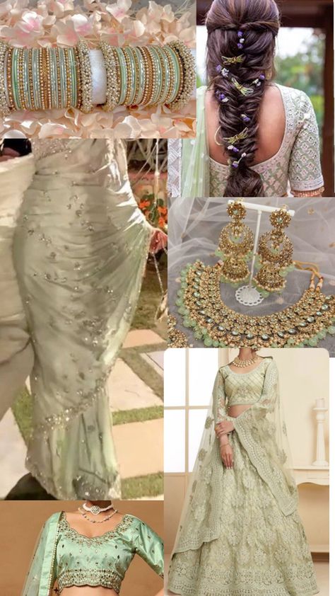 Lehenga With Jewellery, Mint Green Saree, Saree Lehenga, Green Saree, Fancy Jewellery, Mint Green, Lehenga, Mint, Saree