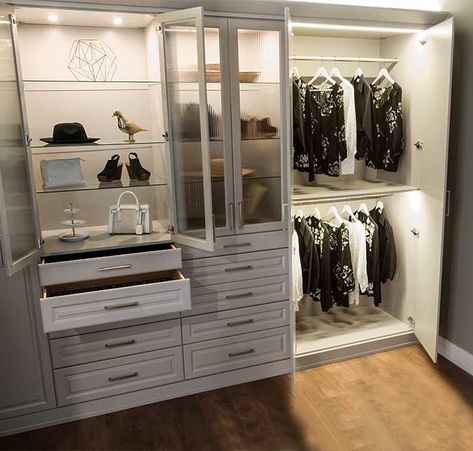 Closet Lighting Ideas Closet Lighting Ideas, Adjustable Closet System, Closet Units, Led Closet, Glass Wardrobe, Bedroom Built In Wardrobe, Led Closet Light, White Closet, Closet Systems