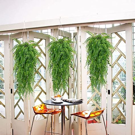 SzJias Artificial Hanging Plants Fake Plants Ferns Faux Hanging Plants for Patio Porch Outdoor Plants Decor (2 Pcs) Plants For Patio, Hanging Ferns, Summer Room Decor, Hanging Plants Outdoor, Fake Hanging Plants, Porch Outdoor, Artificial Hanging Plants, Small Front Yard Landscaping, Plants Outdoor