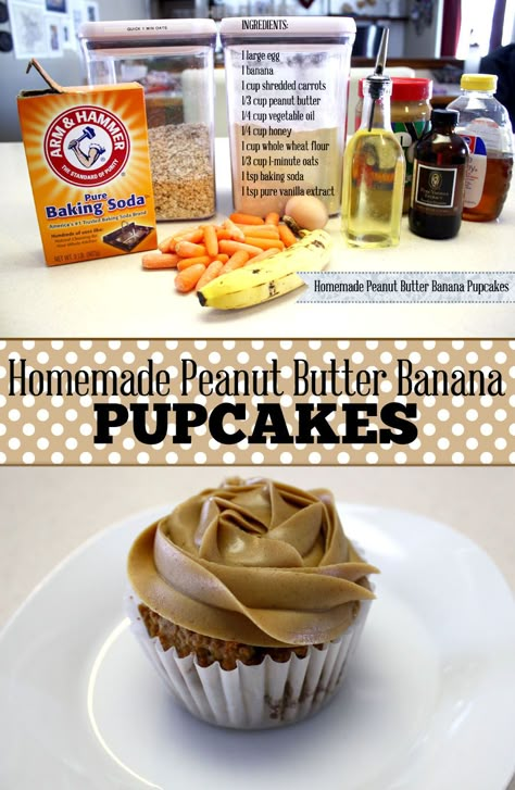 Make this easy homemade dog cupcake recipe with ingredients you most likely have in your pantry! Your pup will thank you. Cats Treats, Cupcakes For Dogs Recipe, Pup Cakes, Dogs Recipes, Treat Business, Daycare Business, Dog Cupcakes, Baking Homemade, Dog Biscuits Homemade