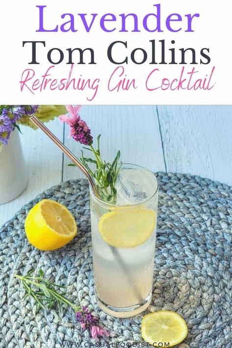 Drinkable Potions, Lavender Gin Cocktail, Lemon Cocktail Recipes, Tom Collins Recipe, Lavender Gin, Lavender Drink, Gin Drink Recipes, Themed Cocktails, Lavender Cocktail