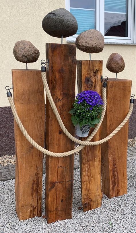 Wood Yard Art, Home Decor Ideas Living Room, Garden Deco, Garden Art Sculptures Diy, Home Decoration Ideas, Garden Art Projects, Garden Yard Ideas, Beginner Woodworking Projects, Ideas Living Room