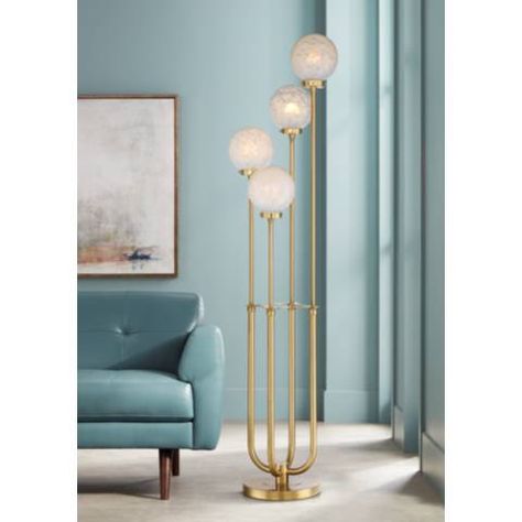 Possini Euro Candida Warm Gold 4-Light Floor Lamp - #80Y31 | Lamps Plus Modern Gold Floor Lamp, Mid Century Modern Glam, Mid Century Modern Floor Lamps, Mid Century Floor Lamps, Floor Lamp Styles, Lamp Makeover, Tree Floor Lamp, Gold Floor Lamp, Floor Lamps Living Room