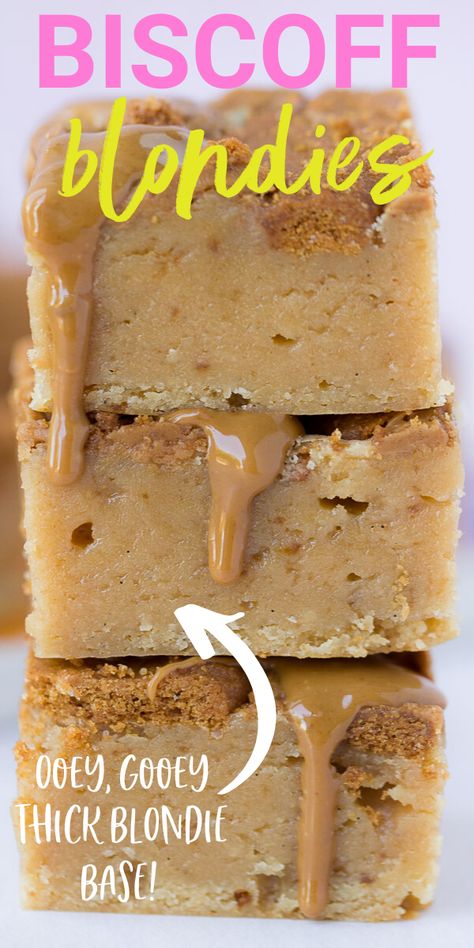 Biscoff Blondies, Best Blondies Recipe, Blondies Recipe Easy, Lotus Biscuits, Chocolate Blondies, Biscoff Recipes, White Chocolate Blondies, Biscoff Cookie Butter, Biscoff Spread