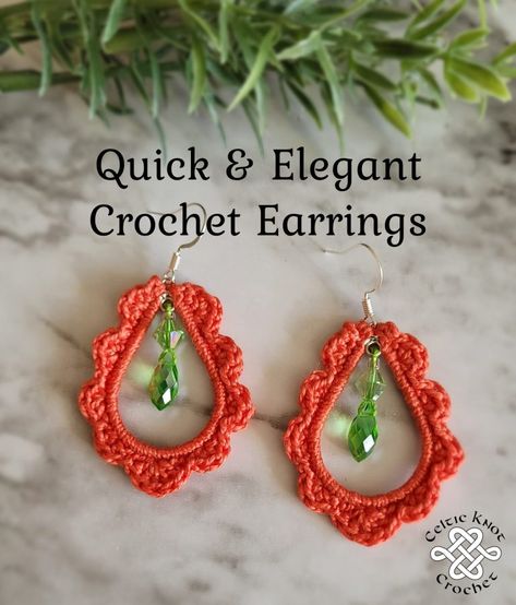 Crochet Earrings With Beads Free Pattern, Crochet Bead Patterns Free, Free Crochet Earring Pattern, Beaded Crochet Jewelry, Simple Crochet Earrings, Crochet Jewellery Free Pattern, Free Crochet Jewelry Patterns, Tatted Earrings Pattern Free, Crochet Earrings Pattern Tutorials